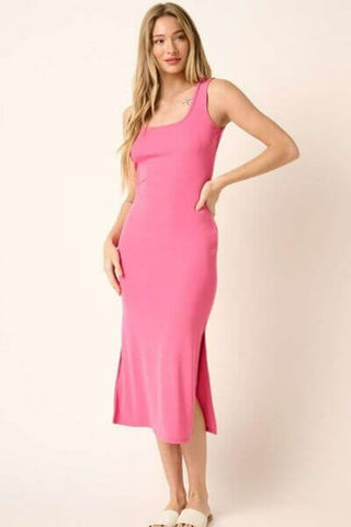 Mittoshop Side Slit Wide Strap Midi Tank Dress - 1985 the VAULT Boutique