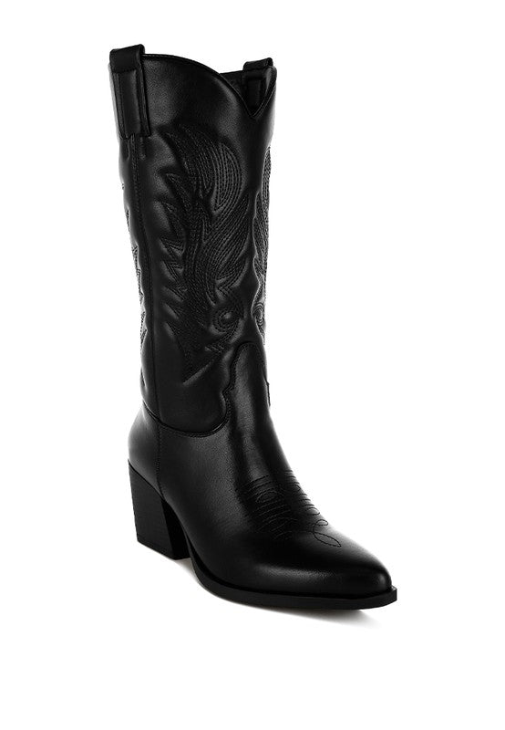 Saguaro Faux Leather Long Cowboy Boots - 1985 the VAULT Boutique