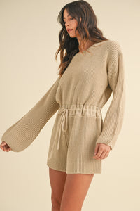 MABLE Round Neck Long Sleeve Sweater Romper - 1985 THE VAULT