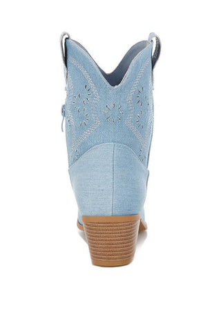 Nigara Cut Out Detail Denim Cowgirl Boots - 1985 the VAULT Boutique