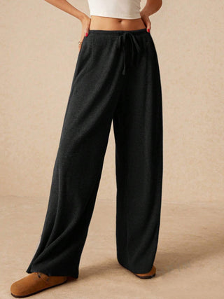 Ribbed Drawstring Wide Leg Pants - 1985 the VAULT Boutique