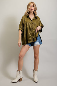 LIGHT SATIN PRINT BUTTON DOWN SHIRT - 1985 the VAULT Boutique