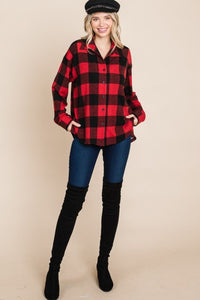 Super Lady Plaid Button Up Long Sleeve Shirt - 1985 the VAULT Boutique