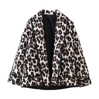 Leopard Open Front Long Sleeve Outerwear - 1985 the VAULT Boutique