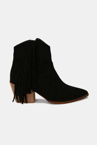 Beast Fashion Suede Fringe Point Toe Ankle Boots - 1985 the VAULT Boutique