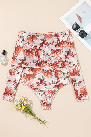 Floral Off-Shoulder Long Sleeve Bodysuit - 1985 the VAULT Boutique