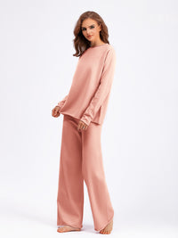 Basic Bae Rolled Round Neck Top and Pants Sweater Set - 1985 the VAULT Boutique