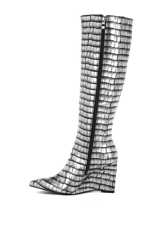 Bass Head Croco Metallic Long Boots - 1985 the VAULT Boutique