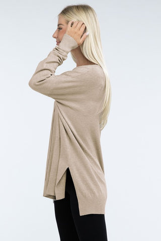 Hi-Low Hem Basic Front Seam Sweater - 1985 the VAULT Boutique