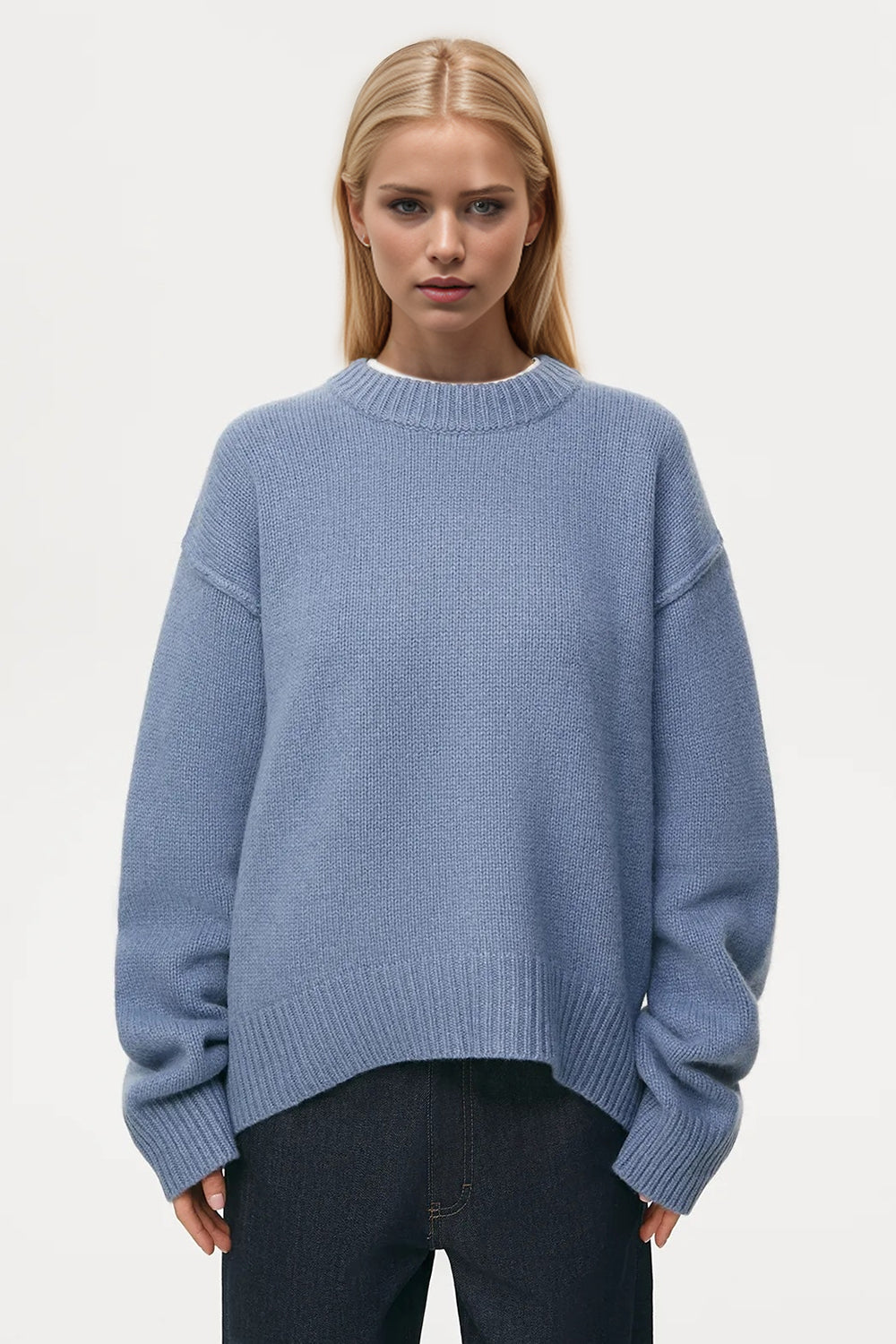 Basic Bae Round Neck Dropped Shoulder Sweater - 1985 the VAULT Boutique