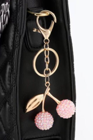 Pink Cherry with Gold Leaf Purse Charm - 1985 the VAULT Boutique