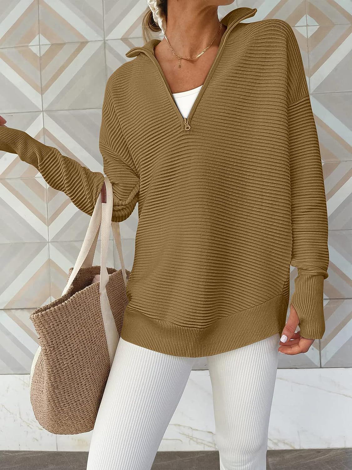 Half Zip Long Sleeve Knit Top - 1985 the VAULT Boutique