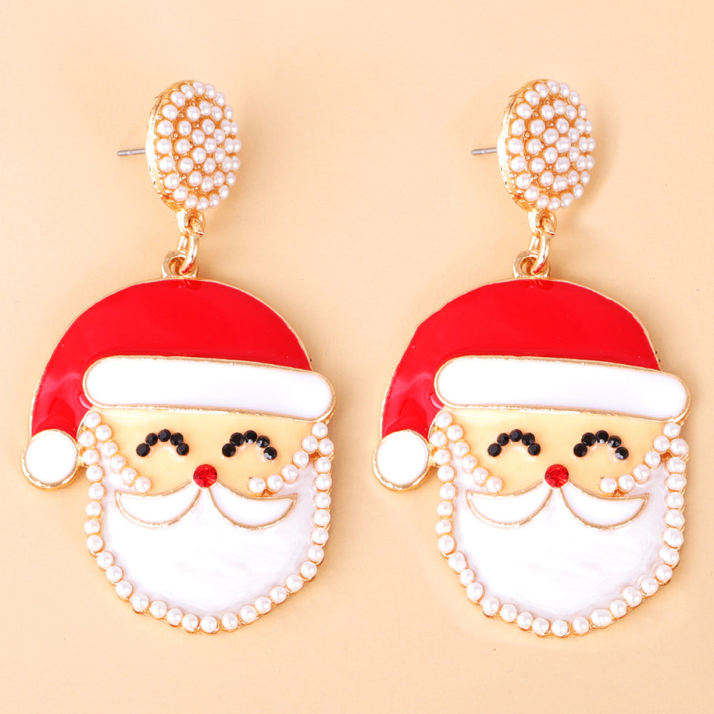 Rhinestone Alloy Santa Earrings - 1985 the VAULT Boutique