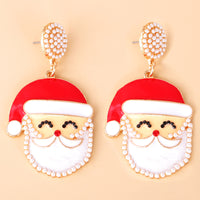 Rhinestone Alloy Santa Earrings - 1985 the VAULT Boutique