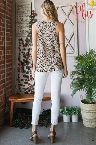 Heimish Full Size Front Button Animal Print Sleeveless Top Plus Size - 1985 the VAULT Boutique