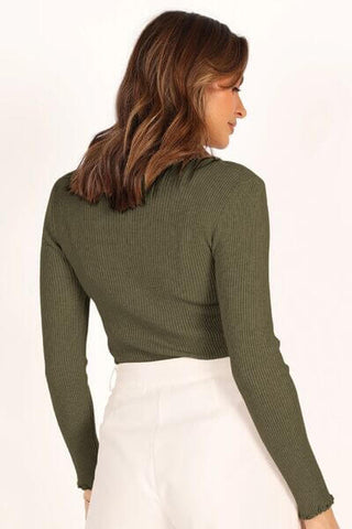 Basic Lettuce Edge Round Neck Long Sleeve T-Shirt - 1985 the VAULT Boutique