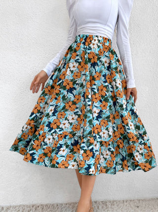 Printed Elastic Waist Midi Skirt - 1985 the VAULT Boutique