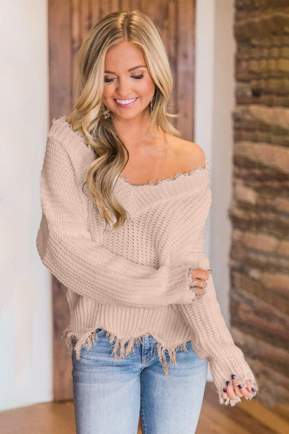 Frayed Hem Dropped Shoulder Sweater - 1985 the VAULT Boutique