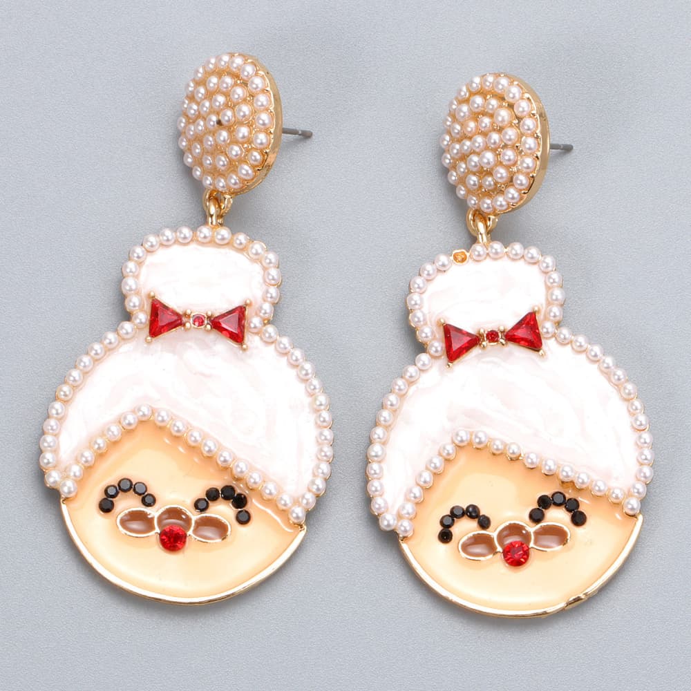 Rhinestone Alloy Mrs. Claus Earrings - 1985 the VAULT Boutique