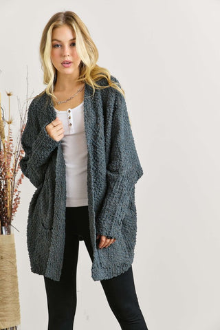 ADORA Popcorn Knit Open Front Long Sleeve Cardigan - 1985 the VAULT Boutique