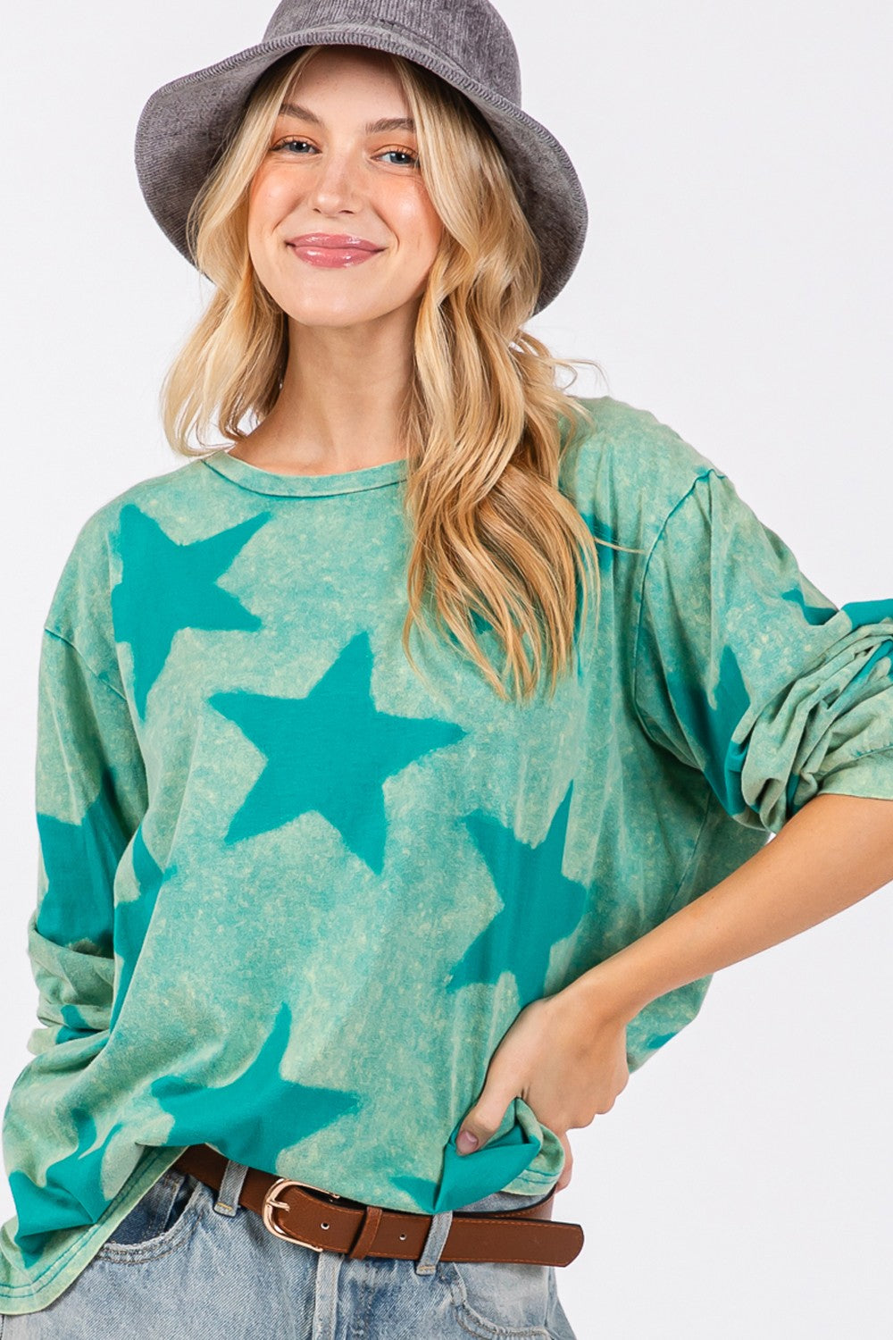 SAGE + FIG Mineral Wash Star Pattern T-Shirt - 1985 the VAULT Boutique