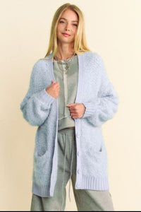 Davi & Dani Ribbed Hem Button Up Long Sleeve Cardigan - 1985 the VAULT Boutique