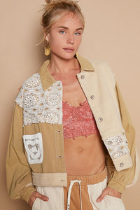 POL Crochet Patch Exposed Seam Button Up Jacket - 1985 the VAULT Boutique