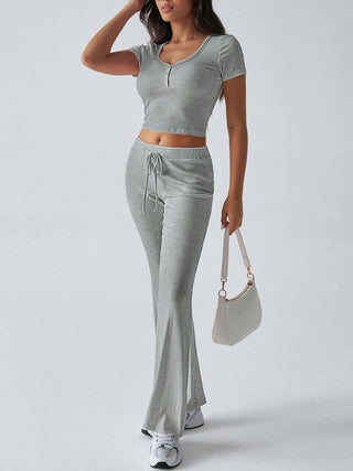 Devine Short Sleeve Top and Drawstring Pants Set - 1985 the VAULT Boutique