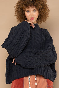 POL Mock Neck Cable Knit Sweater - 1985 the VAULT Boutique