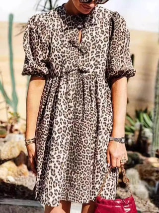 Leopard Short Sleeve Mini Dress - 1985 the VAULT Boutique