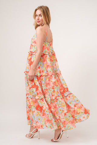 And The Why Floral Ruffled Tiered Maxi Adjustable Strap Cami Dress - 1985 the VAULT Boutique