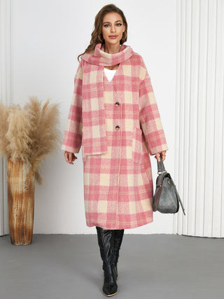 Plaid Button Up Long Sleeve Coat - 1985 the VAULT Boutique