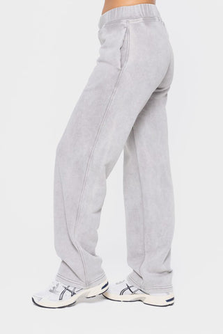 Mono B Elastic Waist Fleece Pants with Pockets - 1985 the VAULT Boutique