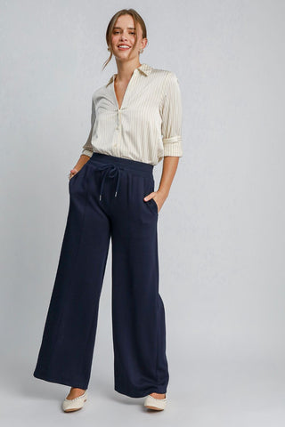 Umgee Drawstring Wide Leg Pants with Pockets - 1985 the VAULT Boutique