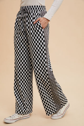 Annie Wear Drawstring Checkered Wide Leg Pants - 1985 the VAULT Boutique