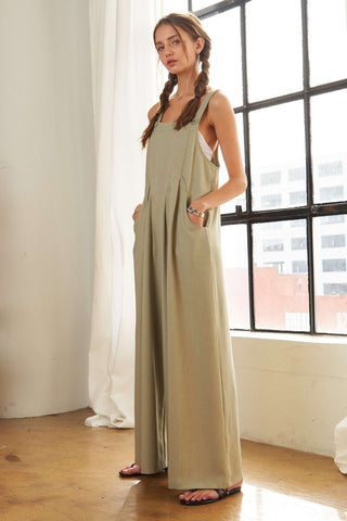 ADORA Square Neck Wide Leg Overalls with Pockets - 1985 the VAULT Boutique