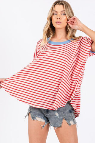 Ces Femme Striped Round Neck Short Sleeve T-Shirt - 1985 the VAULT Boutique