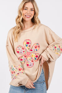 SAGE + FIG Daisy Patch Applique Long Sleeve Sweatshirt - 1985 the VAULT Boutique