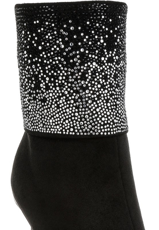 Podstar Rhinestones Embellished Foldover Boots - 1985 the VAULT Boutique