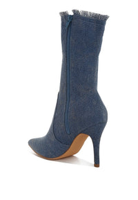 Himkok Distressed Denim Mid-Calf Boots - 1985 the VAULT Boutique