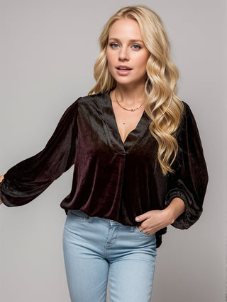 V-Neck Three-Quarter Sleeve Blouse - 1985 the VAULT Boutique