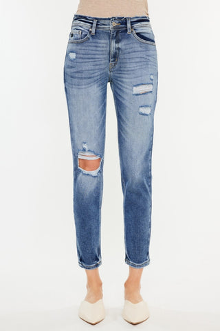 Kancan High Rise Distressed Mom Jeans - 1985 the VAULT Boutique