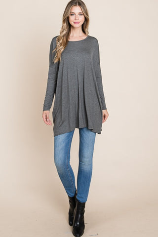 BOMBOM Round Neck Long Sleeve Oversized Top - 1985 the VAULT Boutique