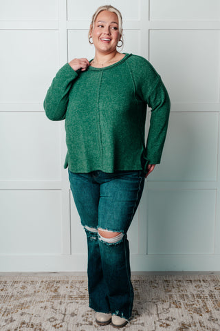 Simple Silhouette Brushed Hacci Sweater in Dark Green - 1985 the VAULT Boutique