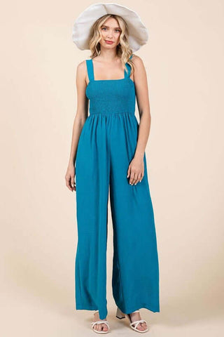 Mittoshop Smocked Wide Strap Wide Leg Overalls - 1985 the VAULT Boutique