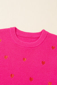 Heart Round Neck Long Sleeve Sweater - 1985 the VAULT Boutique