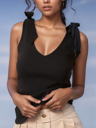 V-Neck Tie Shoulder Tank - 1985 the VAULT Boutique