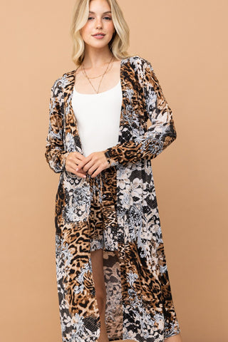 And The Why Leopard Kimono Open Front Longline Cardigan - 1985 the VAULT Boutique