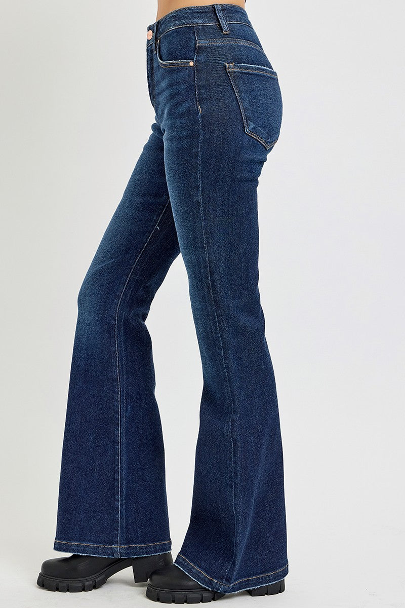 RISEN Full Size High Rise Flare Jeans with Pockets - 1985 the VAULT Boutique