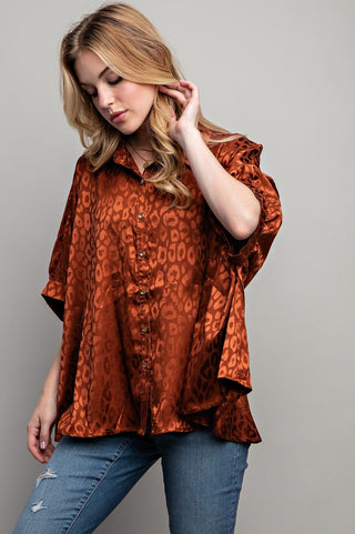 LIGHT SATIN PRINT BUTTON DOWN SHIRT - 1985 the VAULT Boutique